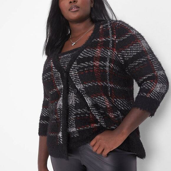 Lane Bryant Plaid Preppy‎ Academia Cardigan Sweater Plus Size 18/20 2X new - Picture 1 of 11